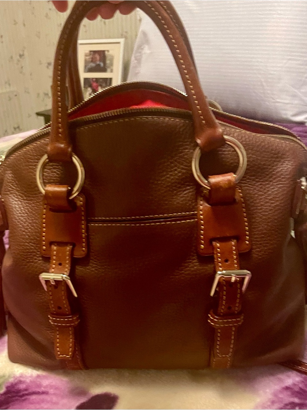 Dooney & Bourke Cognac Brown Italian pebbled, leather like new - Picture 2 of 7